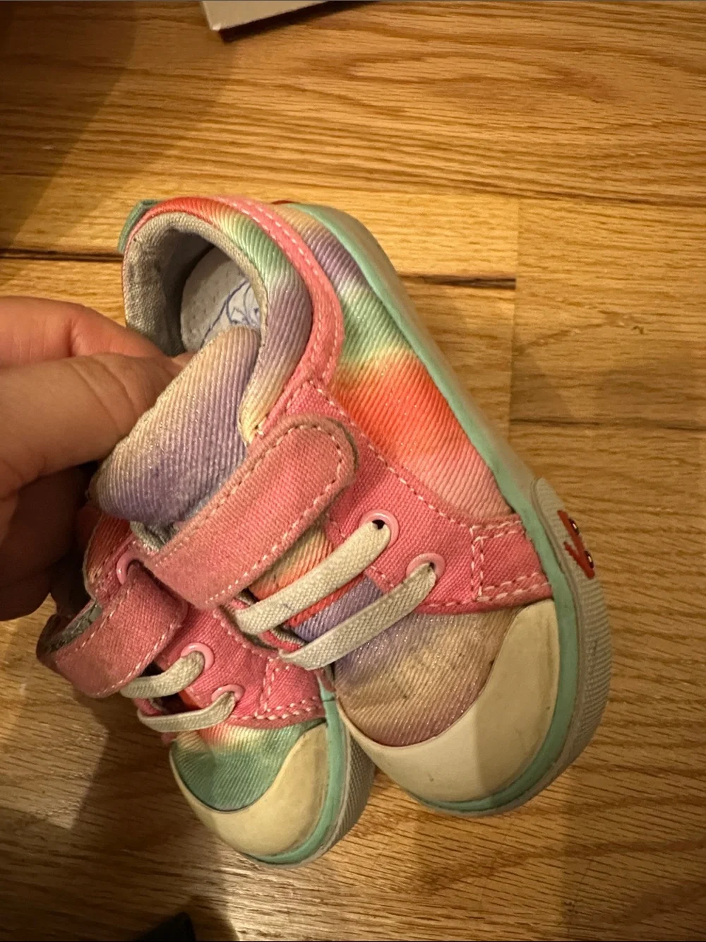 Kids Rainbow Tie-Dye Velcro Sneakers - Pink